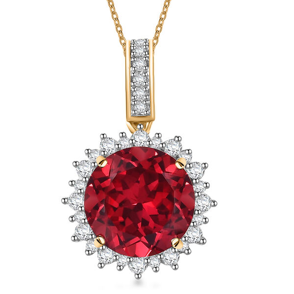 LUXURIANT zertifiziert und gepr&uuml;ft AAA Labor Padparadscha Saphir und VS-EF Labor Diamant Anh&auml;nger mit 45cm Kette in 417 Gold - 4,27 ct.