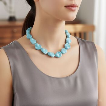 Sleeping Beauty t&uuml;rkisfarbene Fancy Muschelkernperle 50cm Halskette