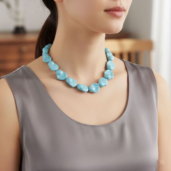 Sleeping Beauty t&uuml;rkisfarbene Fancy Muschelkernperle 50cm Halskette image number 3