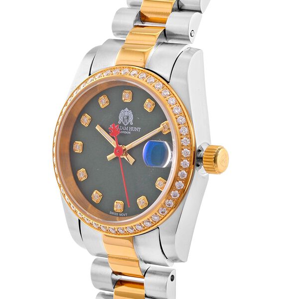 Moissanit Uhren 20 cm Reiner Edelstahl Bicolor image number 4