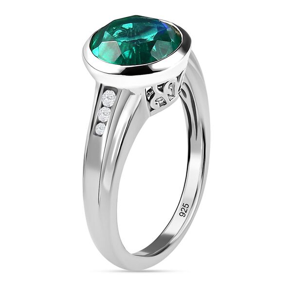 Pfau Triplette Quarz, wei&szlig;er Zirkon Ring, 925 Silber platiniert (Gr&ouml;&szlig;e 20.00) ca. 3.20 ct image number 5