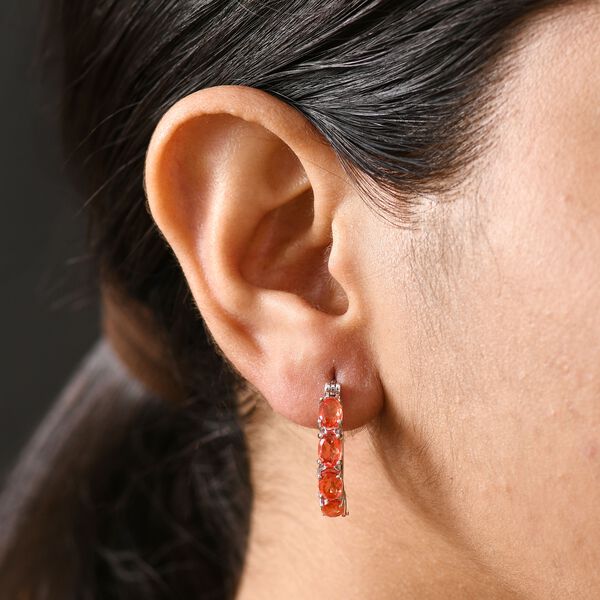 Padparadscha Quarz Triplette Ohrringe Nickelfreies Messing ca. 4.70 ct image number 3