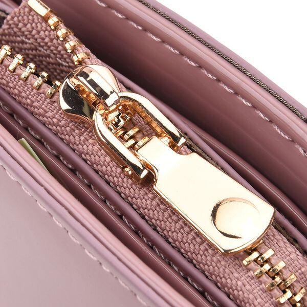 Glänzende Geldbörse aus PU-Leder mit RFID-Schutz, 12×9,5cm, Rosa image number 9