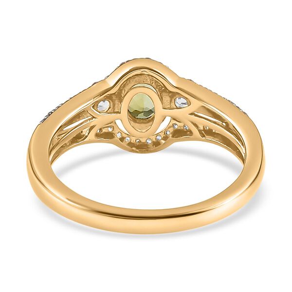 Natürlicher AA Calabar-Turmalin, Weißer Zirkon Ring, 925 Silber Gelbgold Vermeil, (Größe 21.00) ca. 1.05 ct image number 6