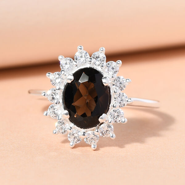 Rauchquarz und Zirkonia Ring 925 Silber image number 2