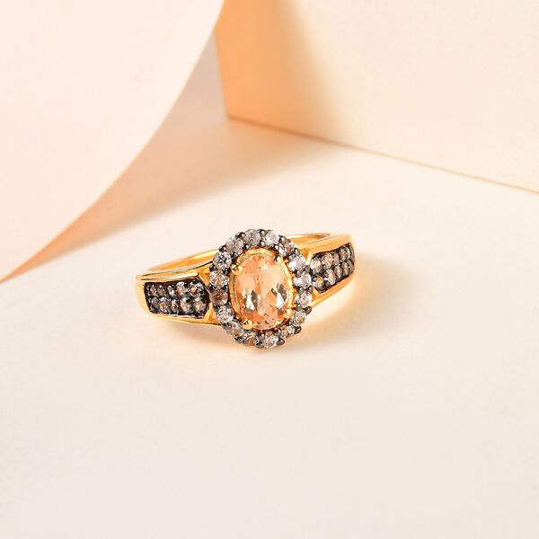 AA Ceylon kaiserlicher Granat und natürlicher Champagner Zirkon-Ring - 1,90 ct. image number 2