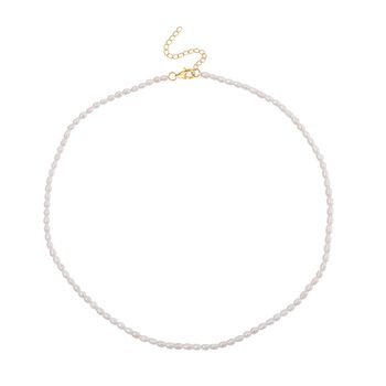 D'Joy wei&szlig;e S&uuml;&szlig;wasser Perle 45+5cm Halskette