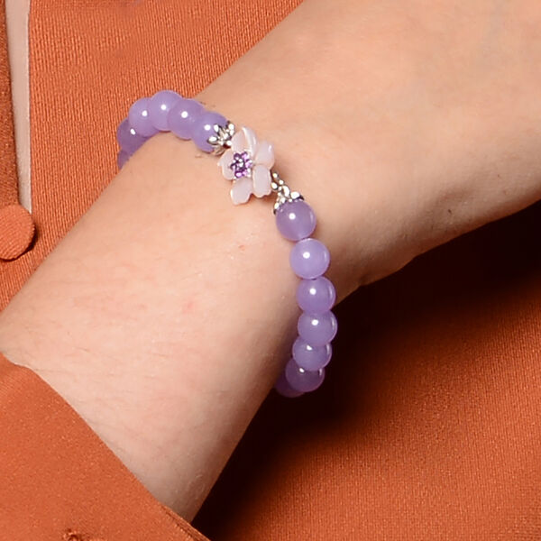 JARDIN-KOLLEKTION - Perlmutt und Lila Jade, afrikanisches Amethyst Armband, 19 cm, 925 Silber rhodiniert, ca. 98,31 ct image number 2