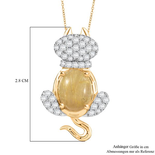 GP Trionfo Kollektion - Goldener Rutil Quarz, Zirkon und Kanchanaburi blauer Saphir Anh&auml;nger mit 50cm Kette - 4,41 ct. image number 8