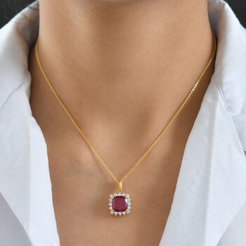 D'Joy AA afrikanischer Rubin und Moissanit Anh&auml;nger mit 50cm Kette - 5,41 ct.