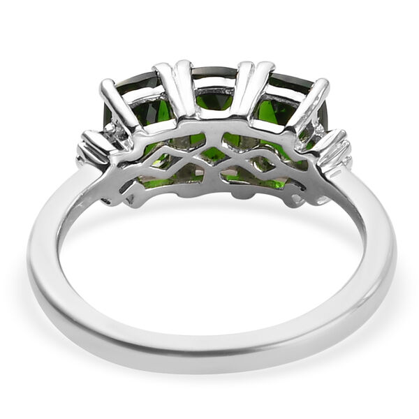 Natürlicher Chromdiopsid und Diamant 3 Stein Ring 925 Silber platiniert  ca. 2,14 ct image number 5
