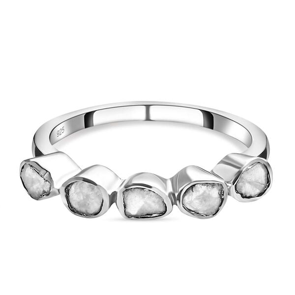 Handgearbeiteter, natürlicher Polki Diamant-Ring, 925 Silber platiniert  ca. 0,25 ct image number 0