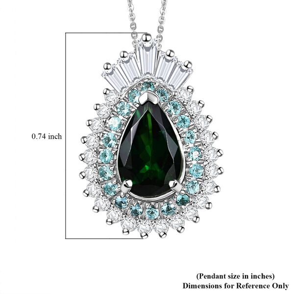 RHAPSODY zertifiziert und geprüft AAAA Tsavorite Granat, Paraiba Turmalin und VS-EF Diamant Anhänger mit 45cm Kette in 950 Platin - 1,78  ct. image number 5