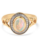Natürlicher Äthiopischer Opal und Zirkon Ring 925 Silber vergoldet (Größe 16.00) ca. 1,08 ct image number 0