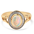 Natürlicher Äthiopischer Opal und Zirkon Ring 925 Silber vergoldet (Größe 16.00) ca. 1,08 ct