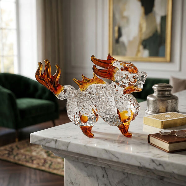 "Dragon glass ormaments Material:Glass Color:Brown Size:8.5*2*7CM" image number 1