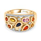 D'Joy AA Mehrfarbig Saphir, Rosa Saphir Ring 925 Silber 750 Gelbgold Vermeil (Größe 18.00) ca. 2,17 ct