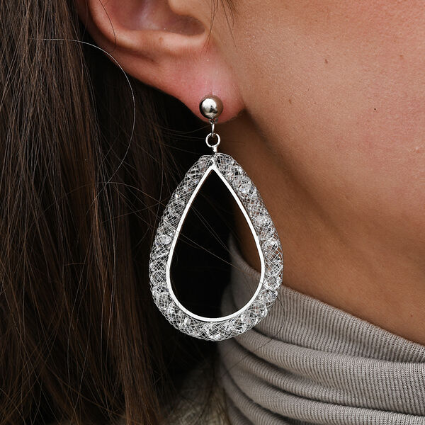 Weißer Kristall Ohrringe Reines Messing image number 3