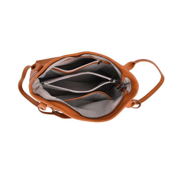 Tragetasche aus echtem Leder mit Magnetverschluss und F&auml;chern, 34&times;14&times;29 cm, Braun image number 4