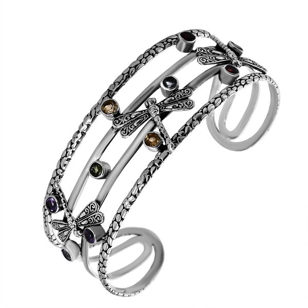 Royal Bali Kollektion - Roter Granat, Himmelblauer Topas Armreif ca. 19 cm 925 Silber ca. 2.89 ct image number 3