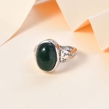 Gr&uuml;ner Aventurin Ring, 950 Kupfer, (Gr&ouml;&szlig;e 19.00) ca. 6.53 ct