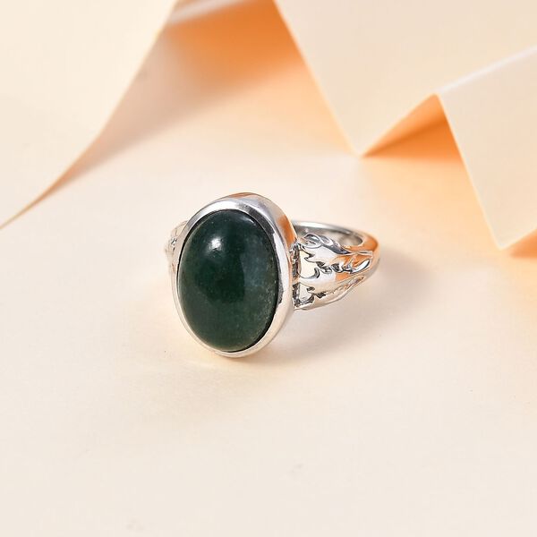 Gr&uuml;ner Aventurin Ring, 950 Kupfer, (Gr&ouml;&szlig;e 19.00) ca. 6.53 ct image number 1