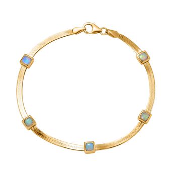 AA Nat&uuml;rlicher, &auml;thiopischer Welo Opal Armband ca. 20 cm 925 Silber Gelbgold Vermeil ca. 0,91 ct.