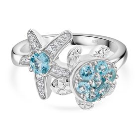 Lagunen Apatit und Zirkon Ring - 1,04 ct.