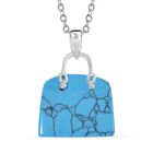 Blauer Howlit Anhänger mit Kette, Reiner Edelstahl ca. 50.00 ct