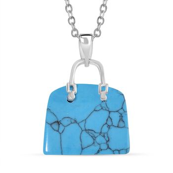 Blauer Howlit Anh&auml;nger mit Kette, Reiner Edelstahl ca. 50.00 ct