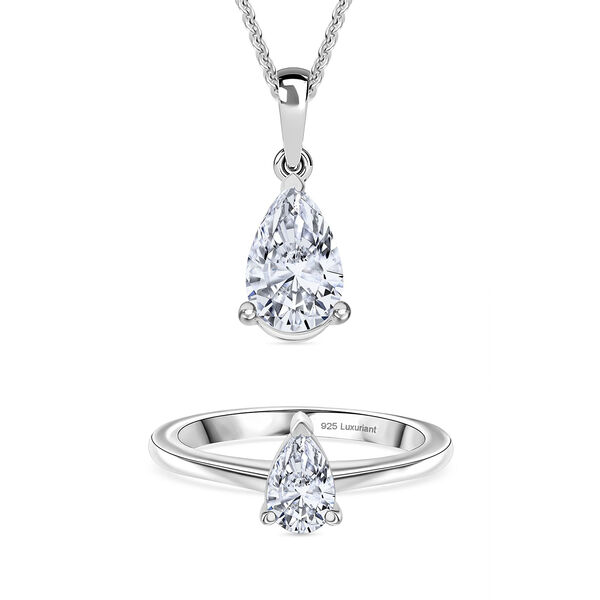 LUXURIANT VS-EF Labor Diamant Ring und SGL zertifizierter SI-GH Labor Diamant Anh&auml;nger mit 50cm Kette