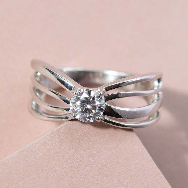 88 Facetten Moissanit-Ring, 925 Silber platiniert  ca. 0,43 ct image number 2