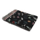 Handgewebte Jacquard-Decke mit Fransen, 100% Baumwolle, Blumenwiese, Schwarz/mehrfarbig image number 2