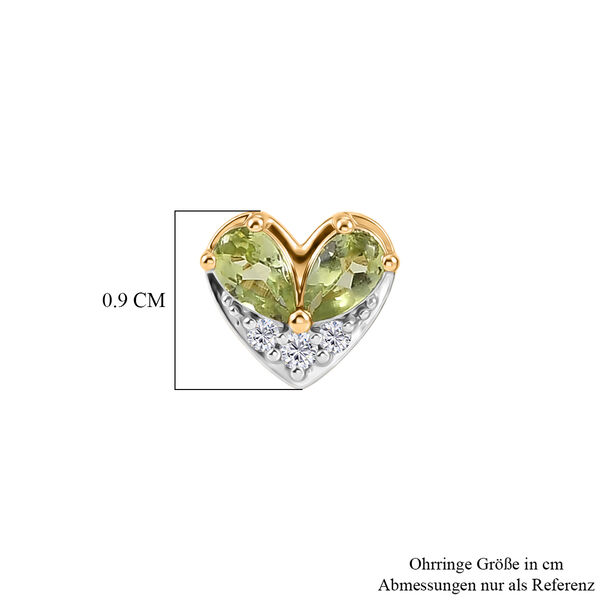 GP Amore Kollektion - Peridot, Wei&szlig;er Zirkon Ohrringe 925 Silber 750 Gelb Vergoldet ca. 1.11 ct image number 5