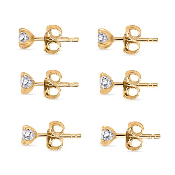 3er Set- D'Joy Moissanit Ohrringe, 925 Silber 750 Gelb Vergoldet ca. 2.58 ct image number 4