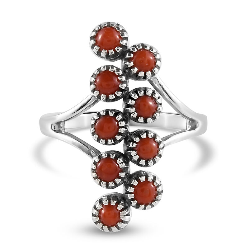 Korallen-Ring, 925 Silber platiniert  ca. 0,94 ct image number 0