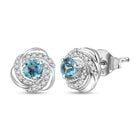 D’joy AA Betroka Blauer Apatit, Weißer Zirkon Ohrringe 925 Silber rhodiniert ca. 1.04 ct