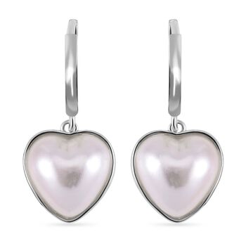Wei&szlig;e Muschelkernperle und Zirkonia-Ohrringe, 925 Silber vergoldet - 1 ct.