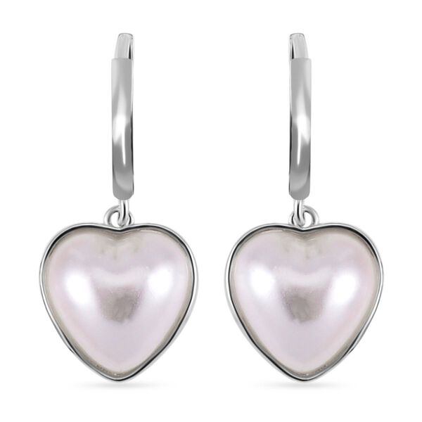 Wei&szlig;e Muschelkernperle und Zirkonia-Ohrringe, 925 Silber vergoldet - 1 ct.