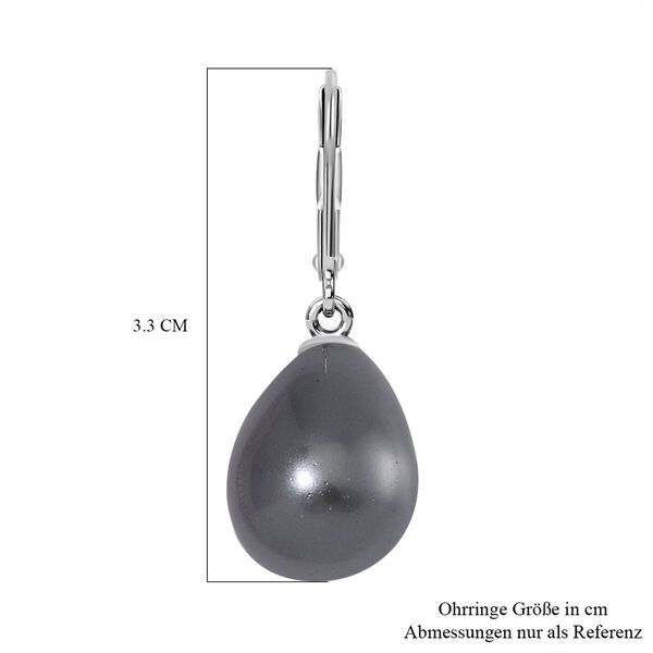 Graue Muschelkernperle Ohrringe, 925 Silber rhodiniert image number 5