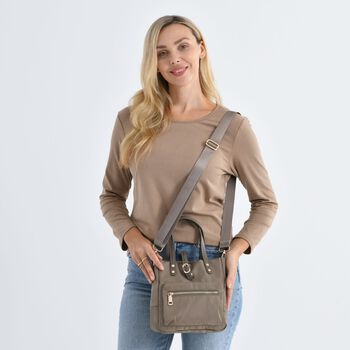 Nylon Crossbody Tasche, 22x23x9 cm, Dunkel Khaki
