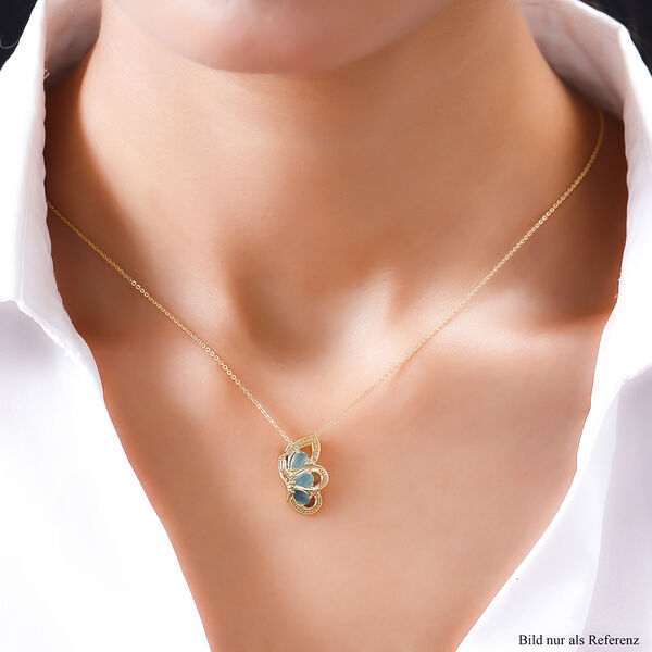 Grandidierit-Anhänger mit Kette, 925 Silber vergoldet ca. 0,62 ct image number 2