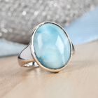 Larimar Solitär Ring 925 Silber Platin-Überzug image number 1