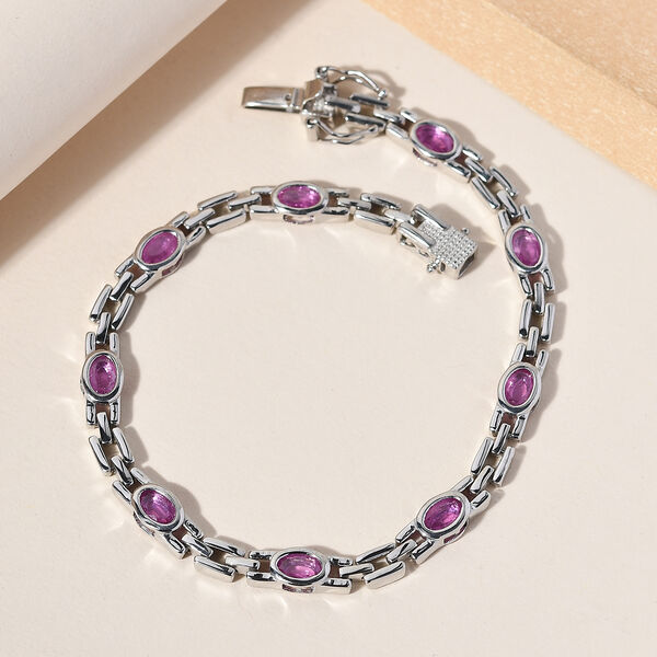 Premium Ilakaka rosa Saphir-Armband, ca. 20 cm, 925 Silber platiniert (Fissure gef&uuml;llt) ca. 5,85 ct image number 2