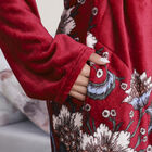 Bedruckter Flanell Bademantel mit Gürtel und Taschen, Rot image number 3