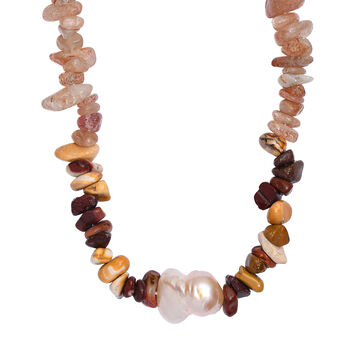 Mehrfarbig Edelsteine, S&uuml;&szlig;wasser Perle Halskette ca. 203 cm
