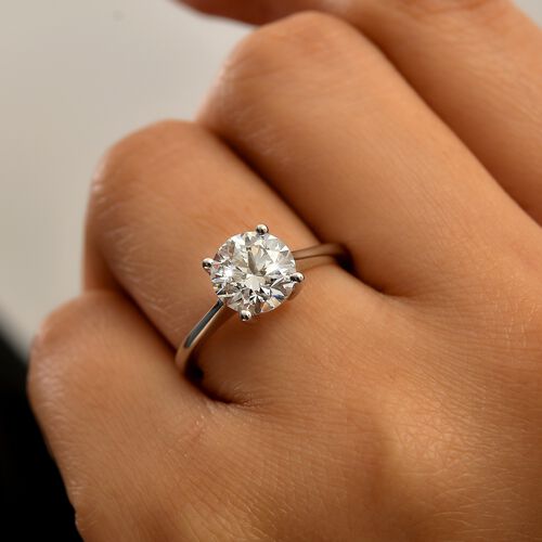 LUXURIANT DIAMOND- SGL zertifizierter VS-EF Labor Rundschliff Diamant Ring in 950 Platin - 2 ct. image number 3