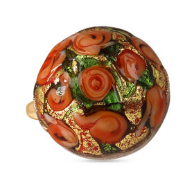 IL MURANO DI FRANCESCA - Rotes MILLEROSE CABOCHON Ring 925 Silber 750 Gelbgold Vermeil (Gr&ouml;&szlig;e 17.00)