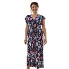 TAMSY - Maxi Kleid mit gesmokter Taille und Flatter&auml;rmel, One Size, blau