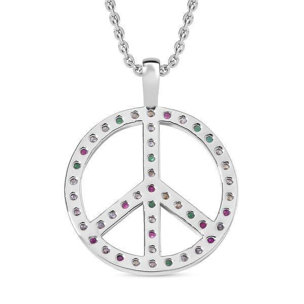 Mehrfarbiger Zirkonia Halskette ca. 50 cm Messing image number 4